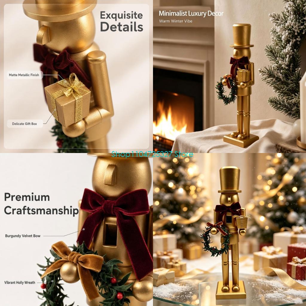 D8KF Christmas Wooden Gold Nut - огляд і ціна Nutcracker Figurine