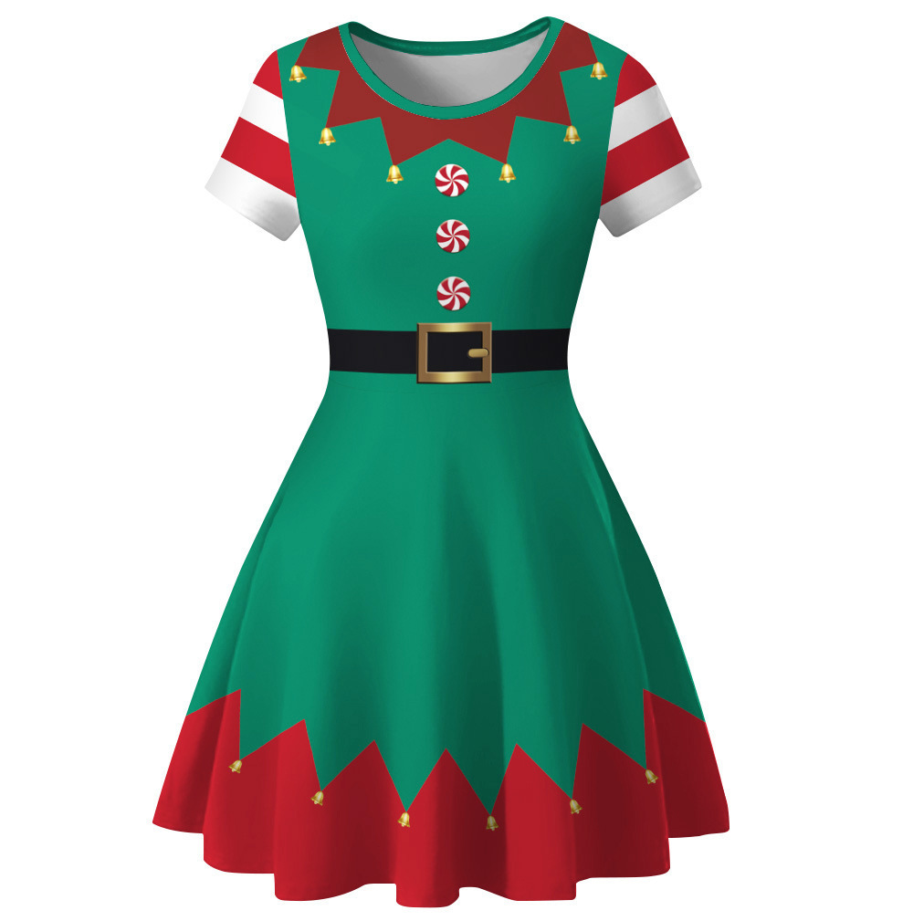 Kids Girls Christmas Party Fan - огляд і ціна Elf Costume Christmas